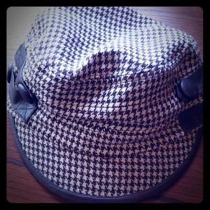 Brown and white womens hat